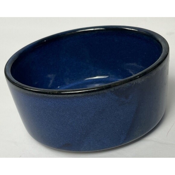 Pet Bowl Food Water Dish Cat Dog Blue Glazed Ceramic Pottery Stoneware Crock 5x2 - Picture 3 of 5